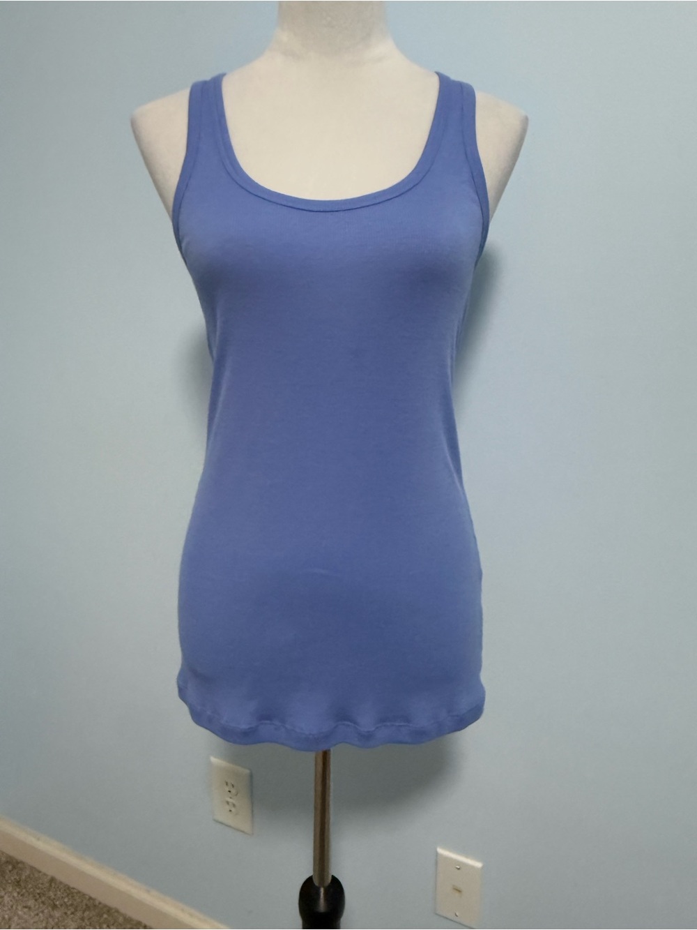 Vince Periwinkle Blue Ribbed Pima Cotton Modal Tank Top Size L